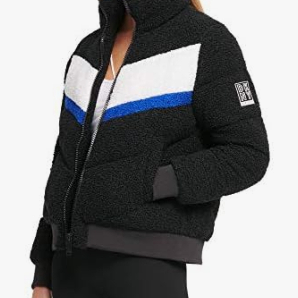 DKNY Black and Blue Puffer Jacket